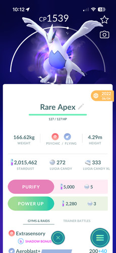 Pokémon apex lugia fast - go,